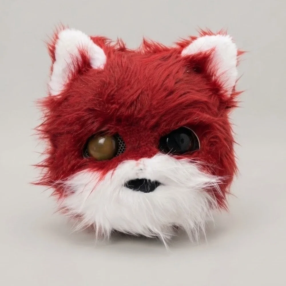 Flawed Gem! Custom Red Faux Fur Animal Mask Mismatched Eyes Cosplay Fursuit